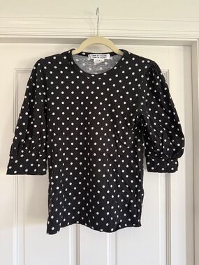 Comme des Garcons Black & White Polka Dot Puff-Sleeve Tee